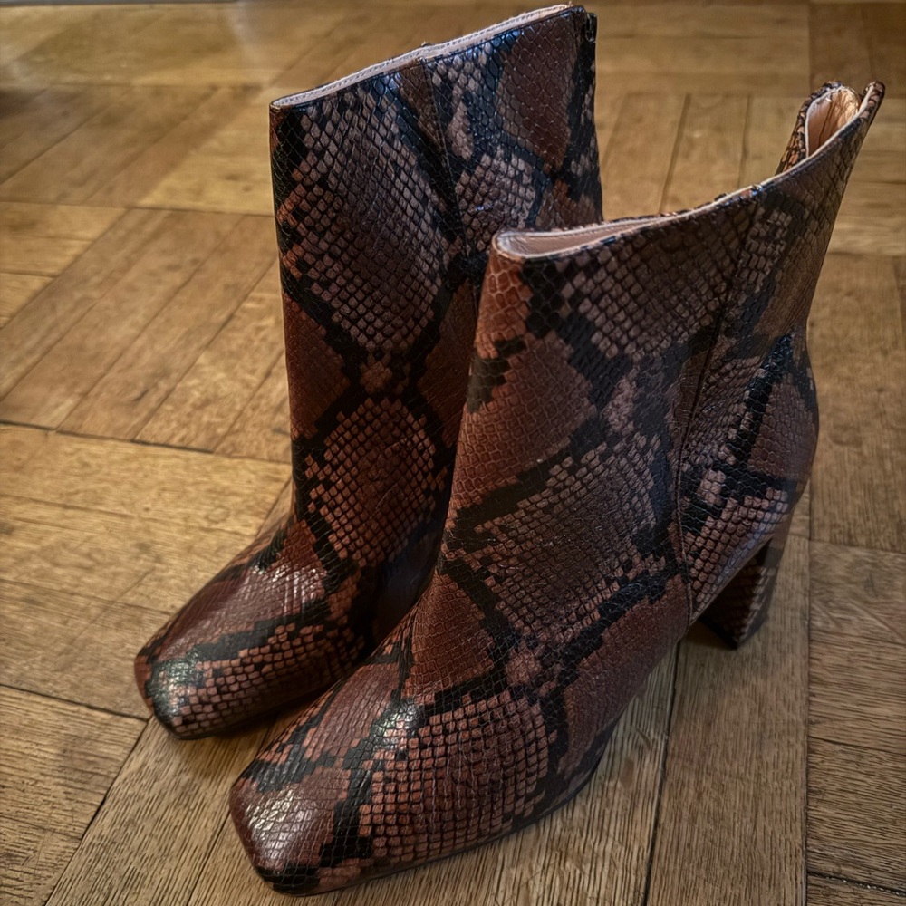 J. Crew snakeskin ankle boots